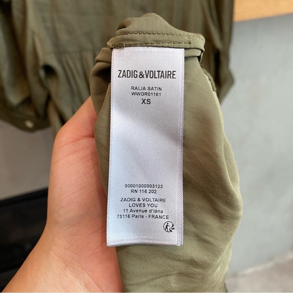 NWT Zadig & Voltaire - Ralia Asymmetric-Hem Satin Midi Dress, Size XS - Picture 11 of 14